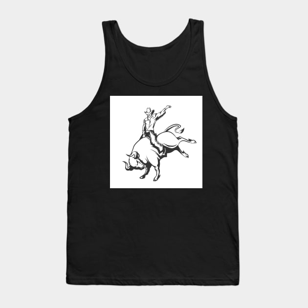 Rodeo cowboy riding a wild bull Tank Top by devaleta